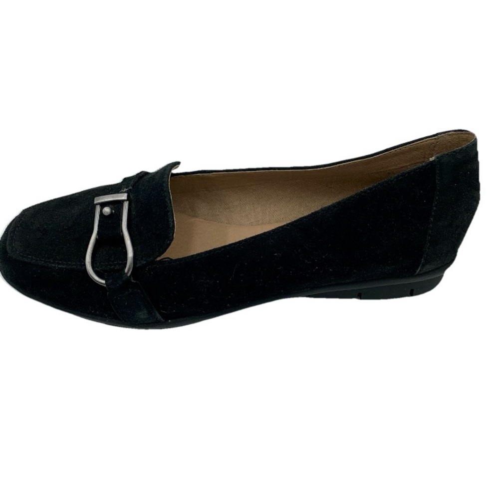 Naturalizer Soul Women Lindsay‎ Slip On Flats Loafers Black Suede Sz 7.5M Buckle